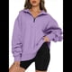 thumbnail image 1 of Sudadera de Entrenamiento de con Media Cremallera para Mujer, de Gran Tamaño, de Larga, Color Liso, con Hombros Caídos. Púrpura XXXL, 1 of 5