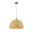 thumbnail image 2 of Innovations Lighting  Woven Rattan - 1 Light 16" Cord Hung Pendant Polished Chrome/Natural Rattan, 2 of 5