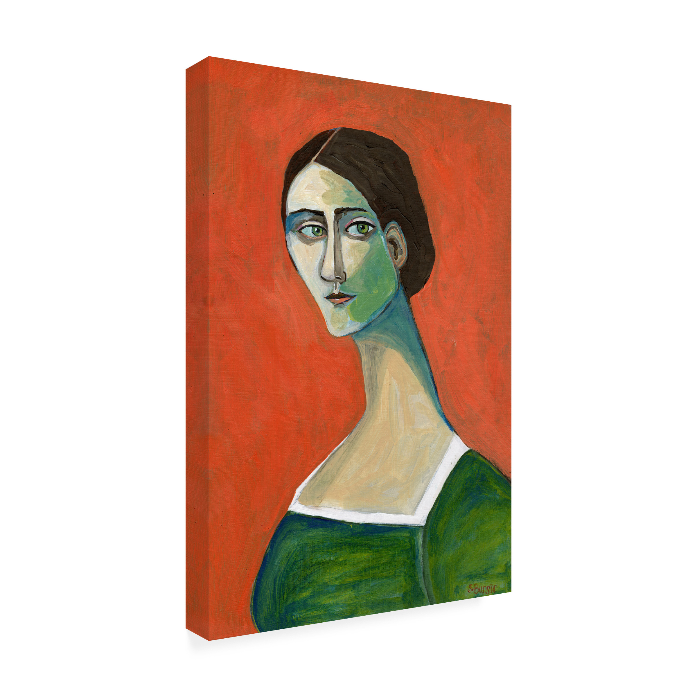 Sharyn Bursic 'Vintage woman in green' Canvas Art
