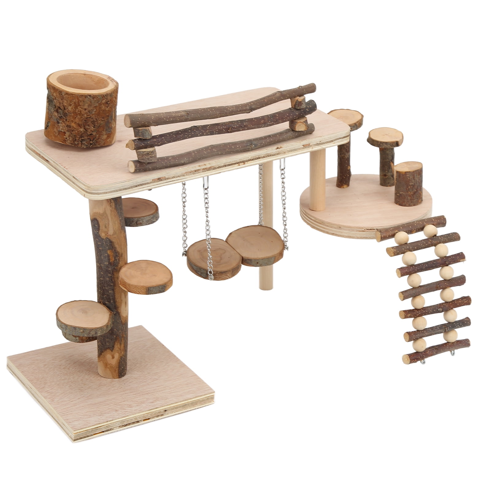 Riousery Hamster Apple Wood Ladder Playground (13 inches / 33 cm) Safe Durable Wooden Playground for Hamster Little Pet