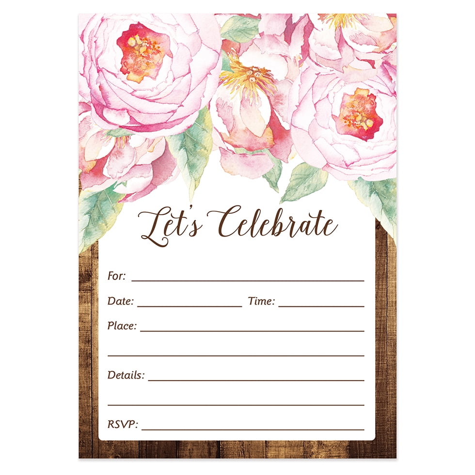 rustic party invitations with envelopes pack of 50 beautiful fill in bridal shower retirement party invites excellent value birthday anniversary retirement party invitations