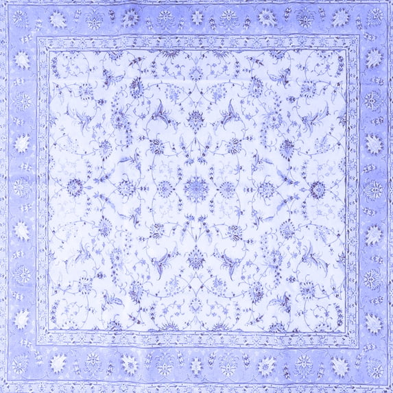 Ahgly Company Machine Washable Indoor Square Persian Blue Traditional Area Rugs, 7' Square