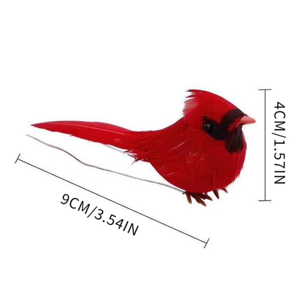 12Pcs Red Robin Figures Artificial Feather Robin Birds Decoration Christmas Tree Ornaments Mini Cute Birds Flexible Wire Paws for Crafts Garden Tree Decoration -
