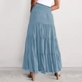 thumbnail image 6 of HGIEYS Womens White Maxi Skirt Summer Boho Long Pleated A-Line Flowy Elastic High Waist Beach Tiered Skirt, 6 of 9