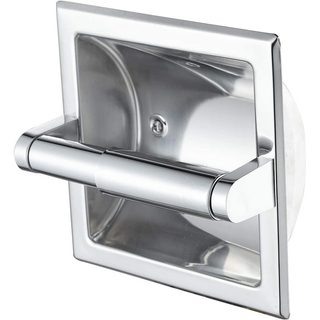 Chrome Recessed Toilet Paper Holder Wall Toilet Paper Holder,Recessed Tissue Roll Dispenser for Bathroom- Recessed Toilet Tissue Holder Includes Rear Mounting Brack