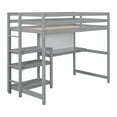 thumbnail image 4 of Nestfair Gray Twin Size Wooden Loft Bed with Shelves, Desk and Writing Board, 4 of 9