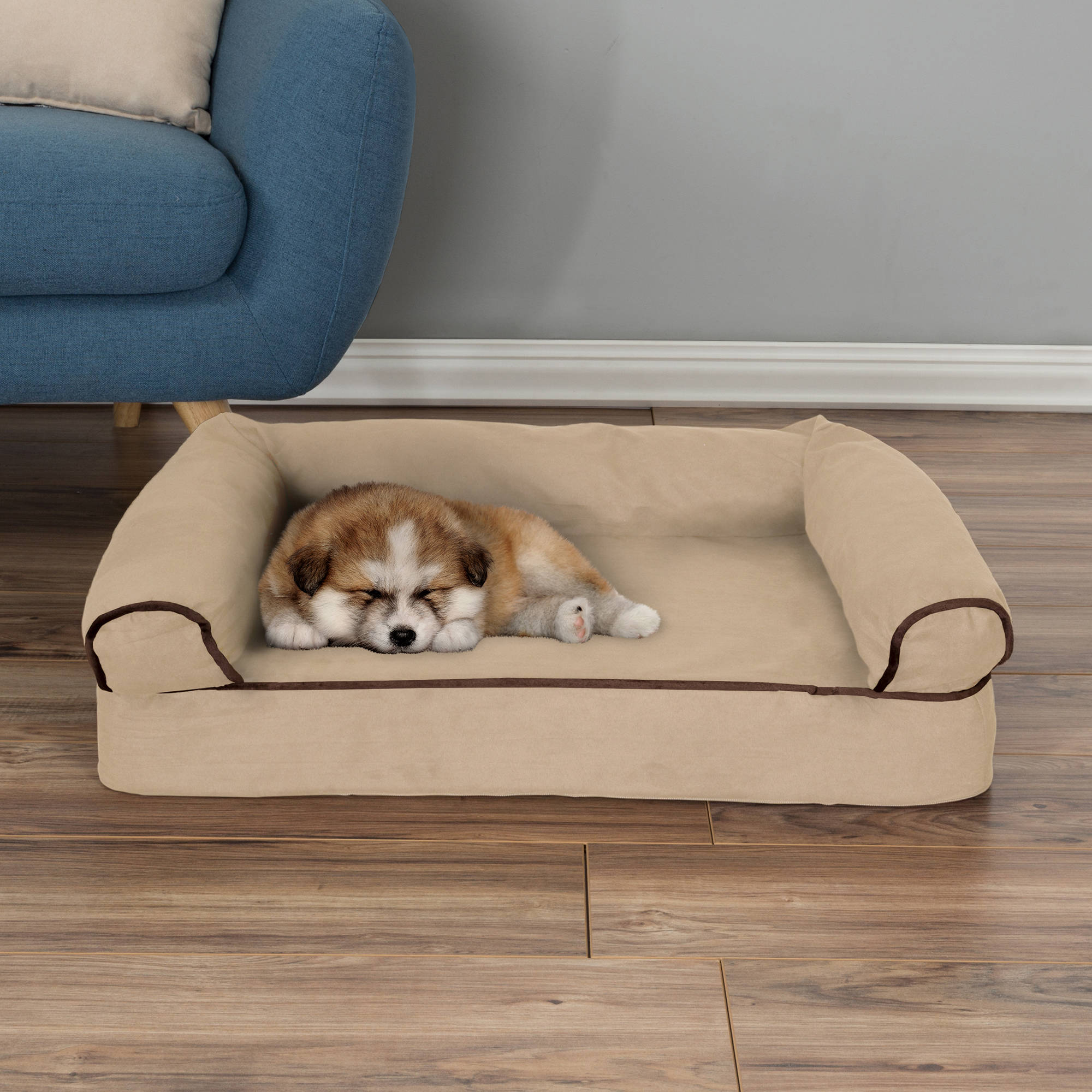 Orthopedic Dog Sofa Bed, Memory Foam Pet Bed with Foam Stuffed Bolsters PETMAKER - image 2 of 6
