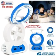 Desk Cooling Fan W/ 180 Adjustable Led Lamp Baby Stroller Fan Flashlight Torch