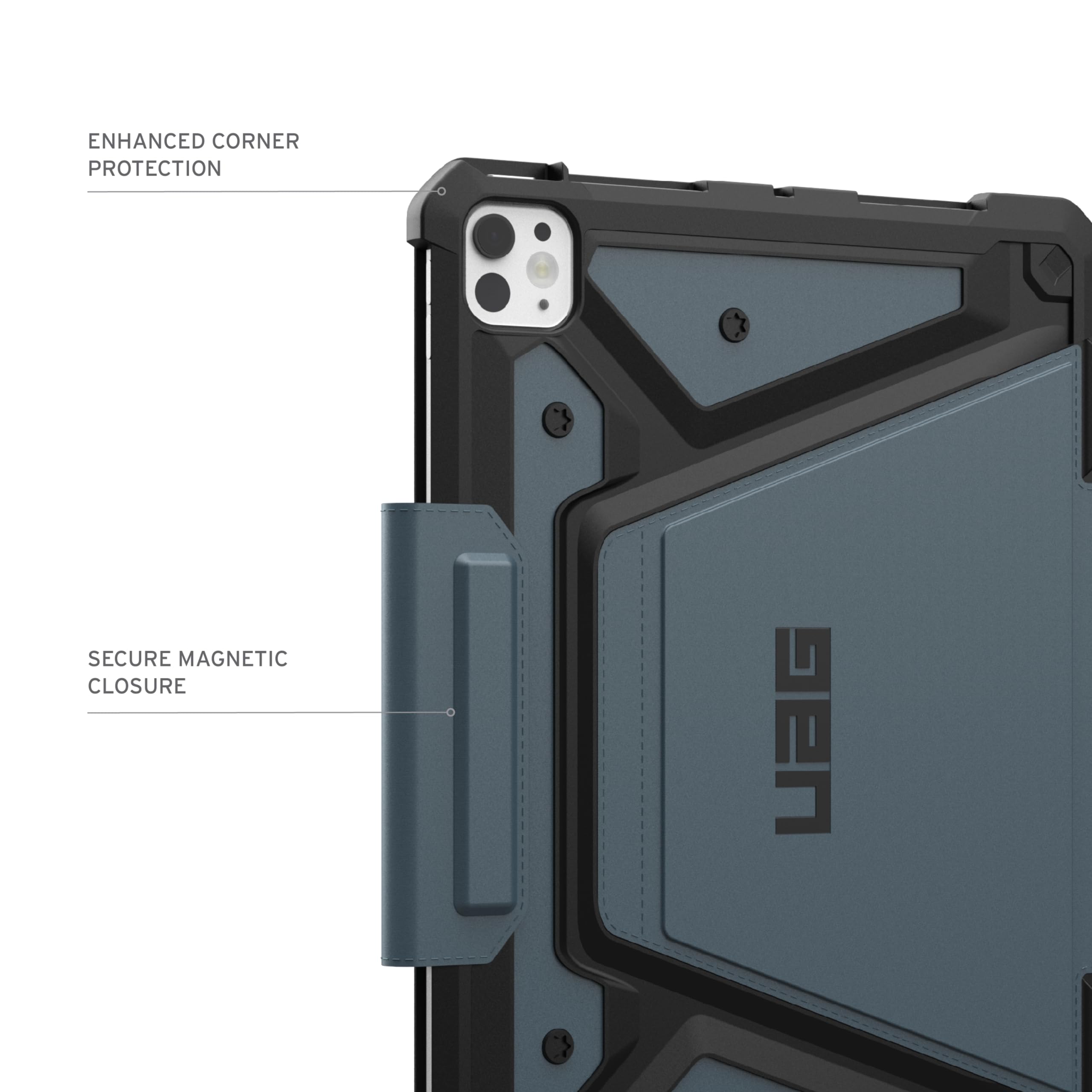 UAG iPad Pro 11" Case M5 2025 6th Gen, M4 2024 5th Gen A3357 A3358 A3359 A2836 A837 A3006, Adjustable Multi-Angle Stand Folio Cover w/Pencil Holder, Metropolis SE Cloud Blue