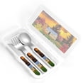 thumbnail image 4 of Gaeub Fall Village Scenery Print 3-Piece Children Knife Spoon Fork Set,Stainless Steel Child Flatware Set,Kids Utensils Set with Case for Lunch Box (Fork Spoon Knife Combo), 4 of 8