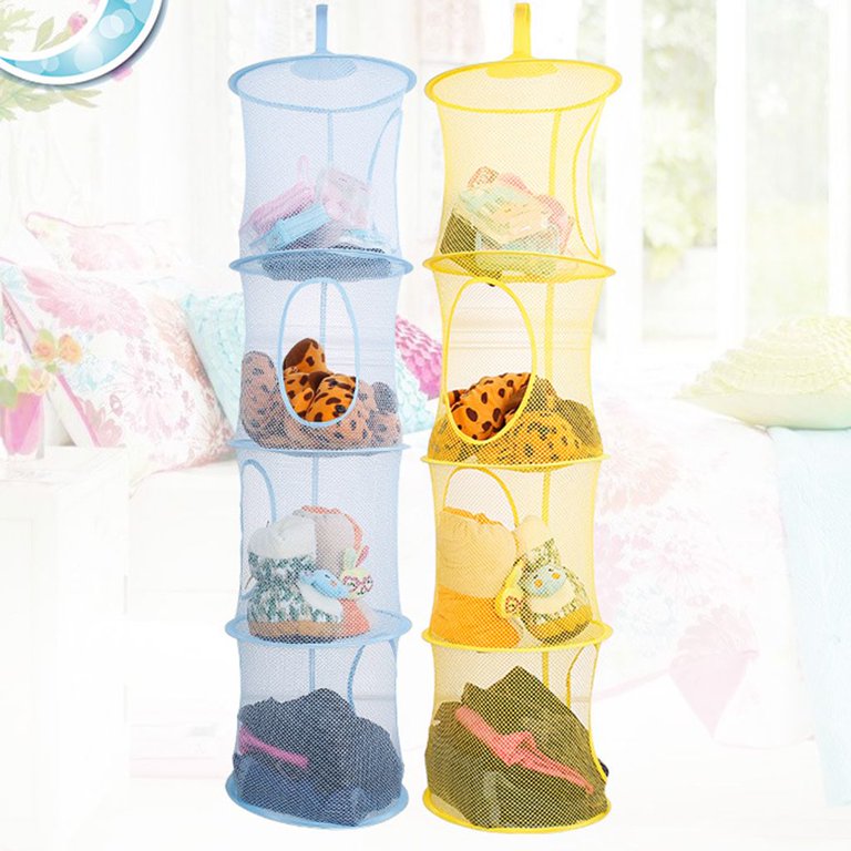 2pcs Foldable Underwear Drying Hammock 3-grids Sock Drying Rack Hanging  Stuffed Animal Storage Net 