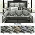 thumbnail image 3 of Lanco Grey 7 Piece Comforter Set King Size, Jacquard with Matching Solid Piecework Bedding Set, All Season, Matching Bedskirt, Pillows & Shams, 3 of 8