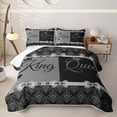 thumbnail image 2 of Erosebridal Retro Damask Flower Quilt Full,Silver Bowknot Queen And King Full Bedspread Sets For Adults,3-Piece, 2 of 7