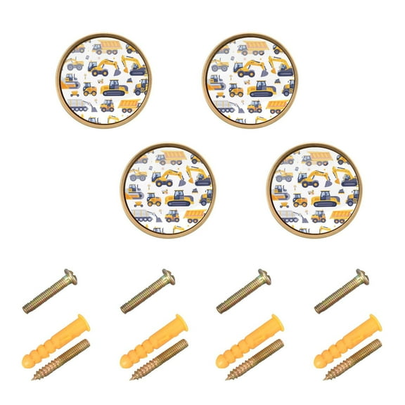 Tower Excavator Dump Truck Cabinet Knobs Sets Kitchen Pulls Dresser Drawer Handles Hardware Decorate for Bathroom Wardrobe Closet Knob 4 Packs