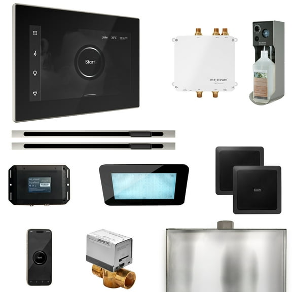 Mr Steam Bliss Max Steam Shower Pkg w/iSteamX Control and Linear Steamhead in Black Polished Nickel