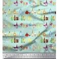thumbnail image 1 of Soimoi Green Rayon Fabric Bottle & Wine Glass Bar Printed Fabric 1 Yard 42 Inch Wide, 1 of 3