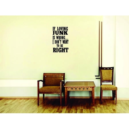 Wall Design Pieces If Loving Junk Is Wrong I Donã¢Â‚¬Â„¢T Want To Be Right Quote 8x20"