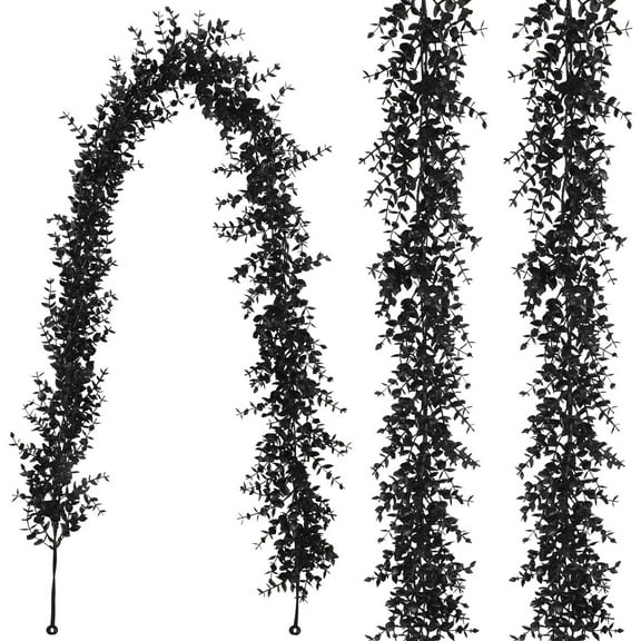 Halloween Decorations Decor, 70inch Black Leaf Garland Halloween Artificial Hanging Fall Leave Vines Fall Floral Garlands Thanksgiving Decor For Home Wedding Party Garland