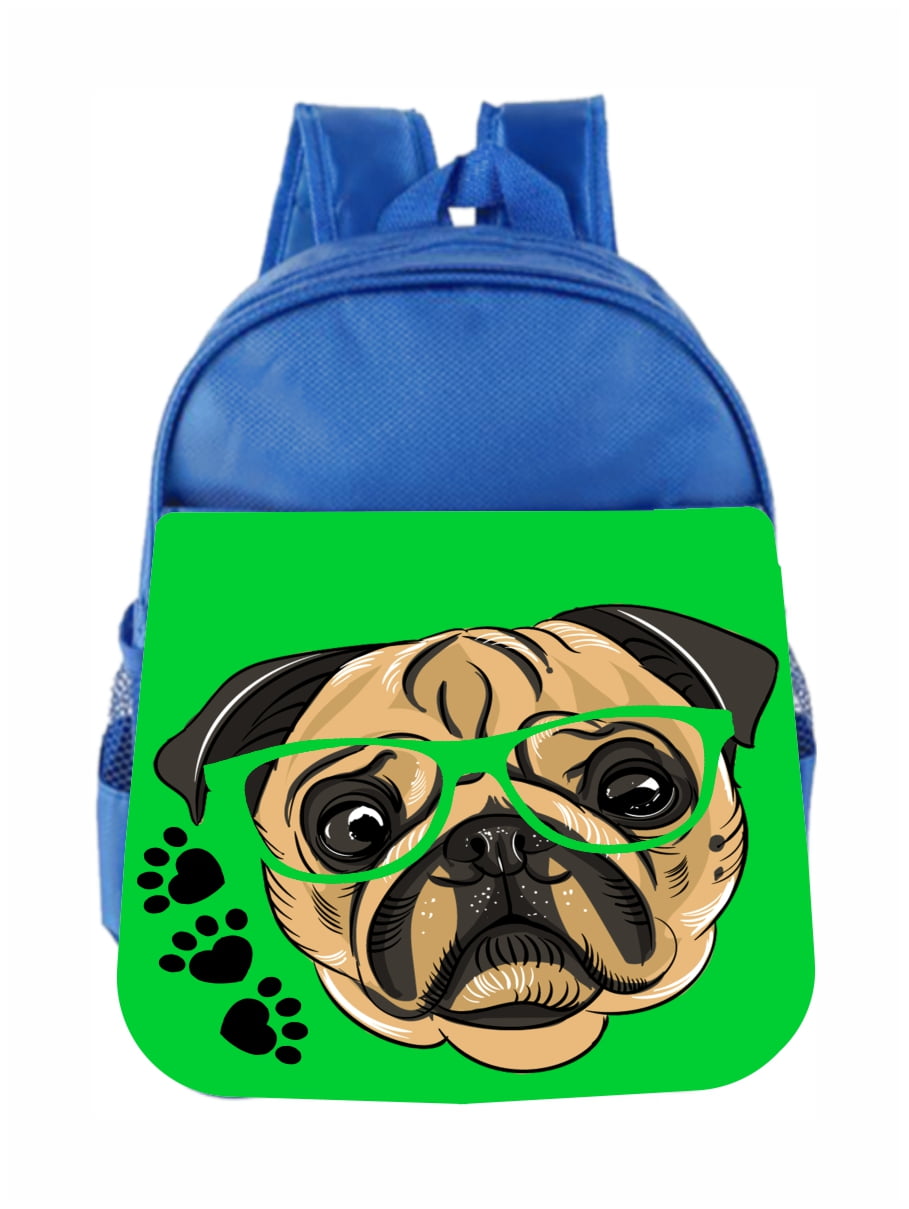 Toddler Bag Dog Green Pug Paws Toddler School Bag Set