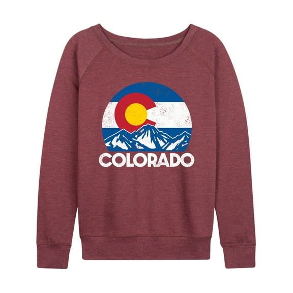 Instant Message - Retro Colorado Flag Mountains - Women's Lightweight French Terry Long Sleeve Shirt
