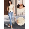 thumbnail image 2 of DARING DIVA Women's Cap Sleeve Crew Neck Buckle Tunic Business Top M Apricot, 2 of 6