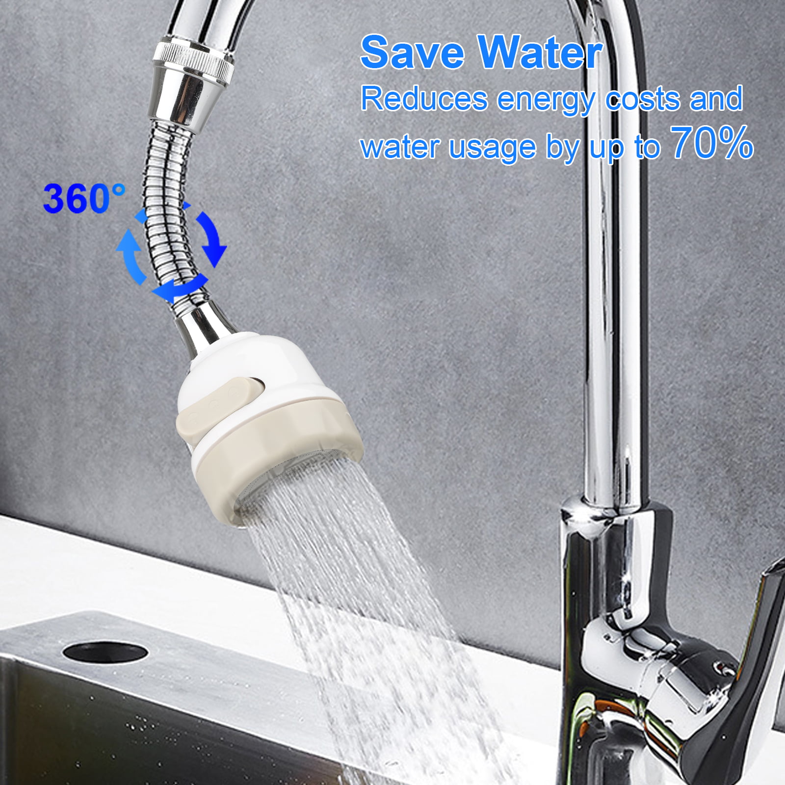 360° Kitchen Tap Head Water Saving Faucet Extender Sprayer Sink Spray Aerator 