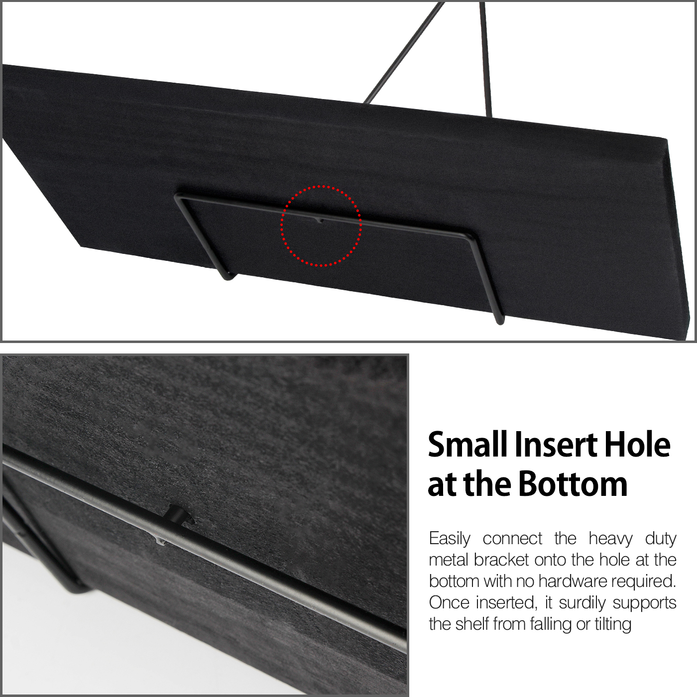 J JACKCUBE DESIGN - Black Floating Shelf, Wall Shelves with Triangle Bracket, Corner Shelf Wall Mount, Mordern Home Décor for Living Room, Bedroom, Kitchen and More, Set of 2 - MK602A