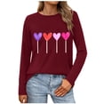 thumbnail image 2 of Aloohaidyvio Valentine Shirts for Women Long Sleeve Heart Graphic T Shirt Valentine Day Shirts Tee Tops, 2 of 5