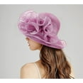 thumbnail image 4 of Big Brim Hat Organza Hats Summer Beach Cap Tea Party Wedding Fascinator Church Hats, 4 of 5