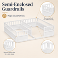 thumbnail image 5 of Miniyam Double Twin Size Floor Bed, Wood Kids Bed with Guardrails, White, 5 of 7