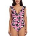 thumbnail image 2 of Yiaed Cute Panda Print Women's Ruffled One Piece Swimsuit V Neck Swimwear Slimming Monokini for Woman-Medium, 2 of 8