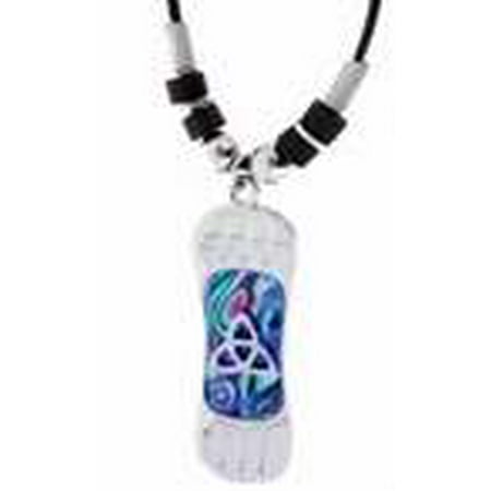 - Necklace-Blue Paua Shell Snowboard W/Knots-Adj