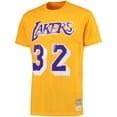 thumbnail image 2 of Men's Mitchell & Ness Magic Johnson Gold Los Angeles Lakers Hardwood Classics Retro Name & Number T-Shirt, 2 of 4