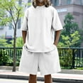 thumbnail image 4 of Stamzod Mens Track Suits 2 Piece Set Summer Solid Color Short Sleeve Tshirt and Shorts Casual Loose Plus Size Workout Running Short Sets for Men with Pocket White L, 4 of 9