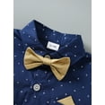 thumbnail image 3 of Toddler Baby Boy Clothes Suit 1-5T Wedding Outfits Formal Print Dress Shirt Bowtie Suspender Pants, 3 of 12