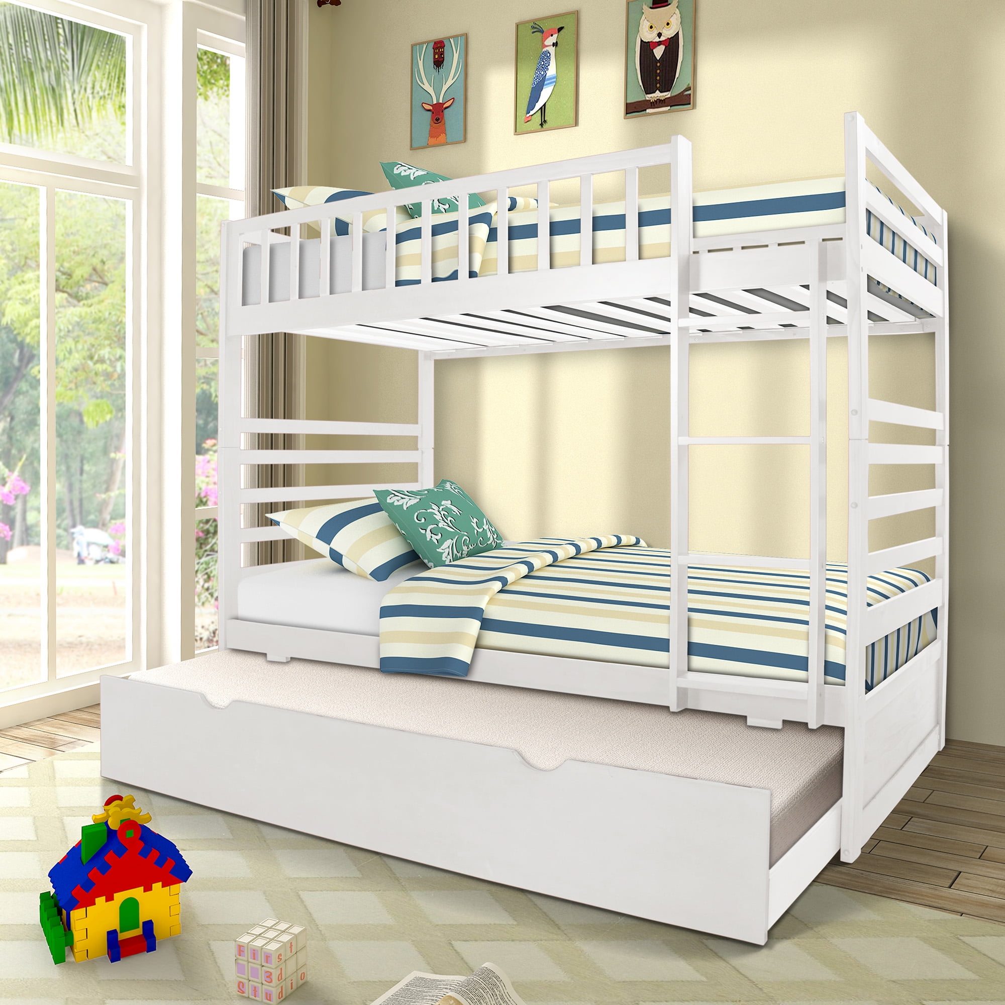 Merax Wood Bunk Bed Twin Over Multiple Finishes With Trundle Merax Wood Bunk Bed Twin Over Multiple Finishes With Trundle Com