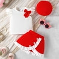 thumbnail image 2 of Ymyiu Ensemble pour Tout-Petits Filles Filles Ensemble 2 Pcs Jupe Ensemble Jupe Courte Tenue Décontractée d'Été pour Filles 3T 4T (Rouge, 3-4 Ans), 2 of 7