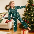thumbnail image 6 of Gubotare Christmas Pajamas for Little Girls Silk Unisex Kids Pajamas Set Button-Down Long Sleeve Sleepwear Lounge Set Size 9-10 (Dark Green,9-10 Years), 6 of 9