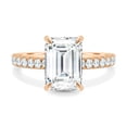 thumbnail image 3 of ESTE ORIGIN 3Ct Emerald Cut Lab-Grown Diamond Solitaire Engagement Ring - Hidden Halo & Pave Band in 10K Rose Gold Emerald Ring for Women is available in US 7.5., 3 of 9