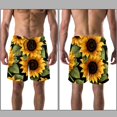 thumbnail image 3 of luoweisi Men's Beach Shorts Quick Dry Swim Trunks with Mesh Lining Sunflower L, 3 of 5