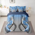 thumbnail image 2 of Feelyou Grey Blue Striped Bedding Comforter Set 7pcs, Fashion Abstract Stripes Queen Bedding Sets, Contemporary Lines Reversible Queen Sheet Sets, Ultra Soft Bedroom Decor, 2 of 8