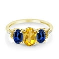 thumbnail image 2 of Gem Stone King 10K Yellow Gold Yellow Citrine and Blue Created Sapphire Women Diamond Accent Engagement Ring (1.97 Cttw, Gemstone Birthstone, Size 6), 2 of 4