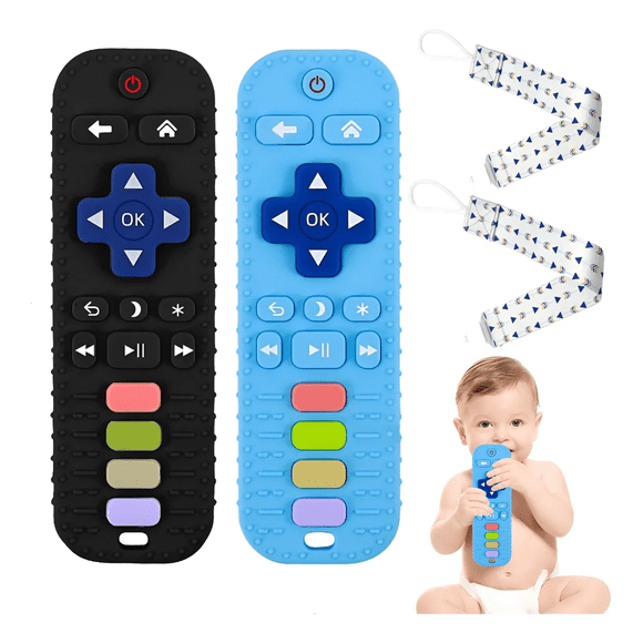 Mordedor De Silicona Para Bebé Con Forma De Control Remoto Xtellar negro