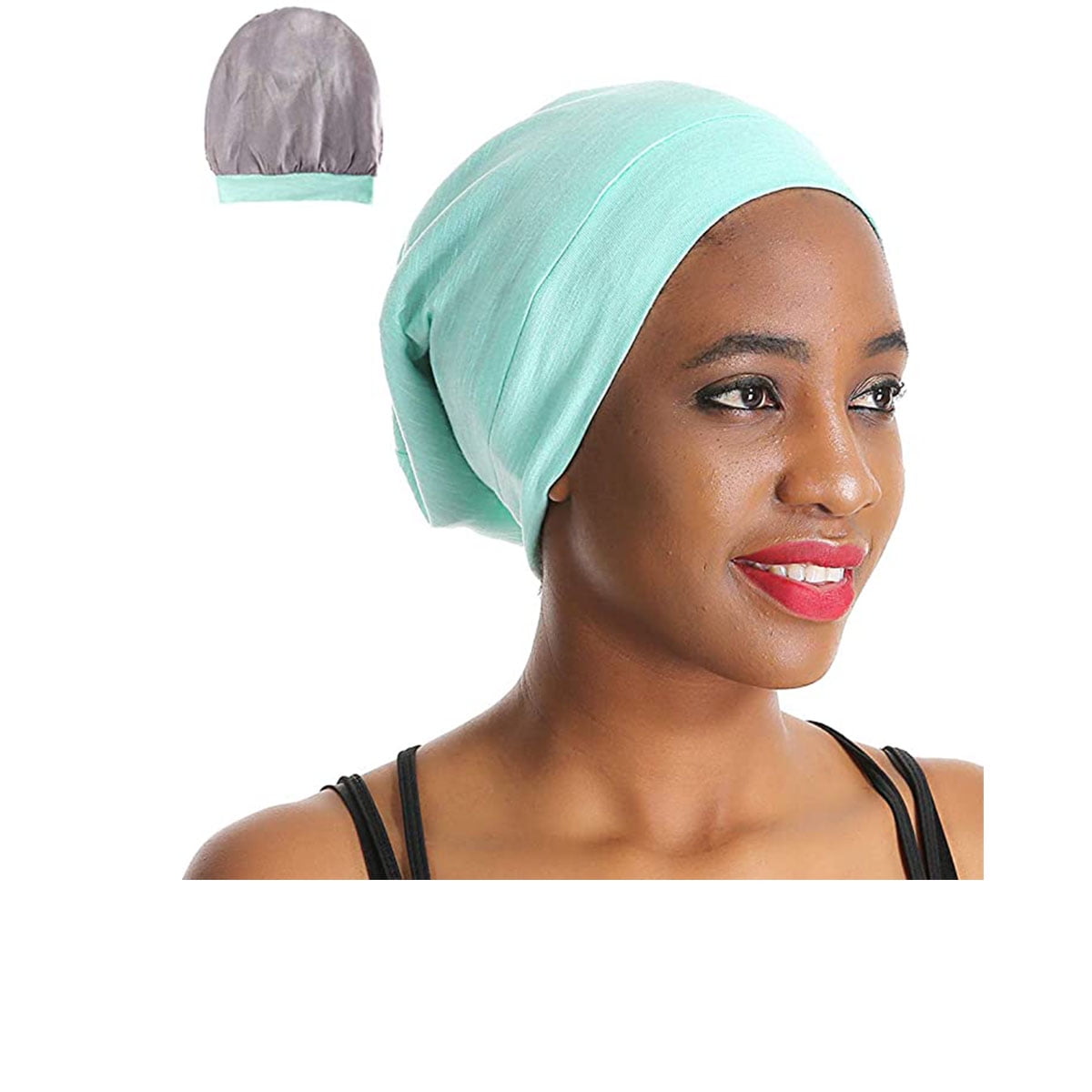 2x Women Lady Silk Sleeping Hat Wrap Night   Hair Care Bonnet Scarves Hat 