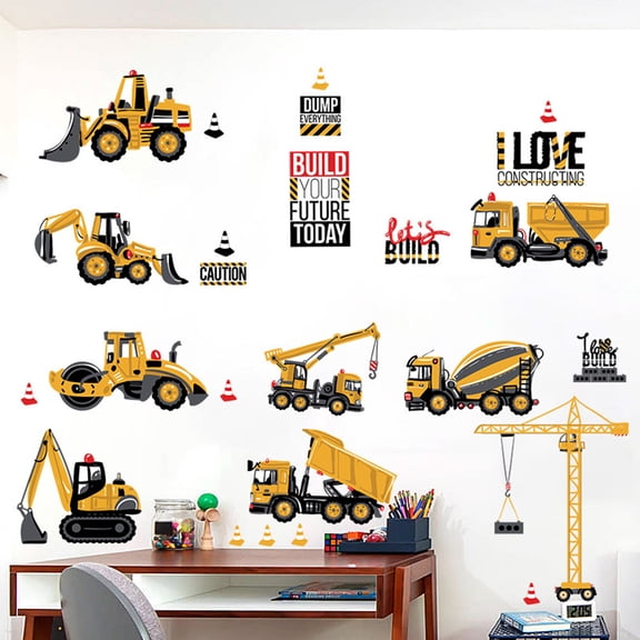 TABLZONE Cartoon Truck Wall Stickers for Kids Room Decoration PVC Playroom Decals 22.5 x 17.5 inches