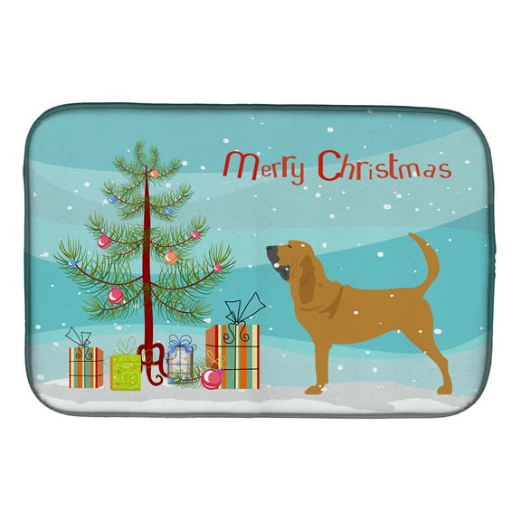 Bloodhound Merry Christmas Tree Dish Drying Mat
