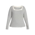 thumbnail image 5 of Terra & Sky Women's Plus Size Long Sleeve Square Neck Rib Top, Sizes 0X-5X, 5 of 5