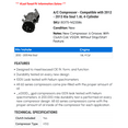 thumbnail image 2 of A/C Compressor - Compatible with 2012 - 2013 Kia Soul 1.6L 4-Cylinder, 2 of 2