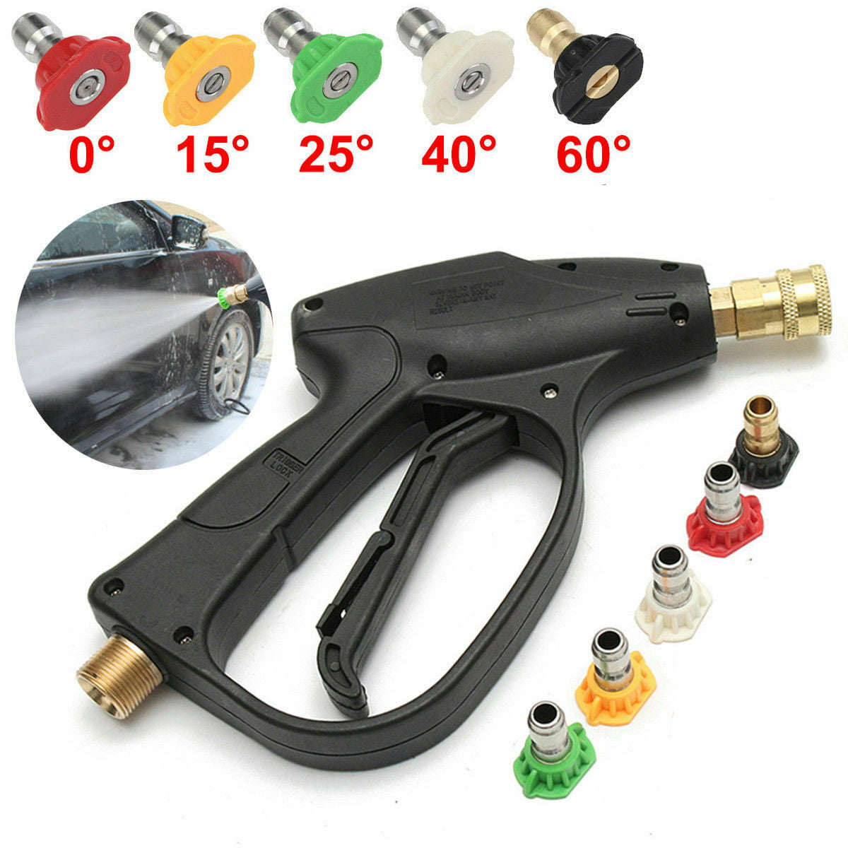 Sooprinse High Pressure Washer Gun,3000 PSI Max with 5 Color Quick Connect Nozzles M22 Hose Connector 3.0 TIP