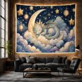 thumbnail image 6 of Dragon Closed Eyes With Horns Sleeping Peacefully Textured, Mystical Fantasy for Space Lovers, Galaxy Room Decor, Graduation Gift, Tapestry Wall Hanging for Bedroom and Dorm, 6 of 7